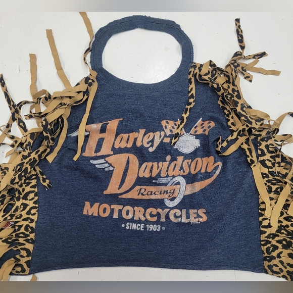 Harley Davidson Fringe Halter Top Upcycled - Picture 7 of 7